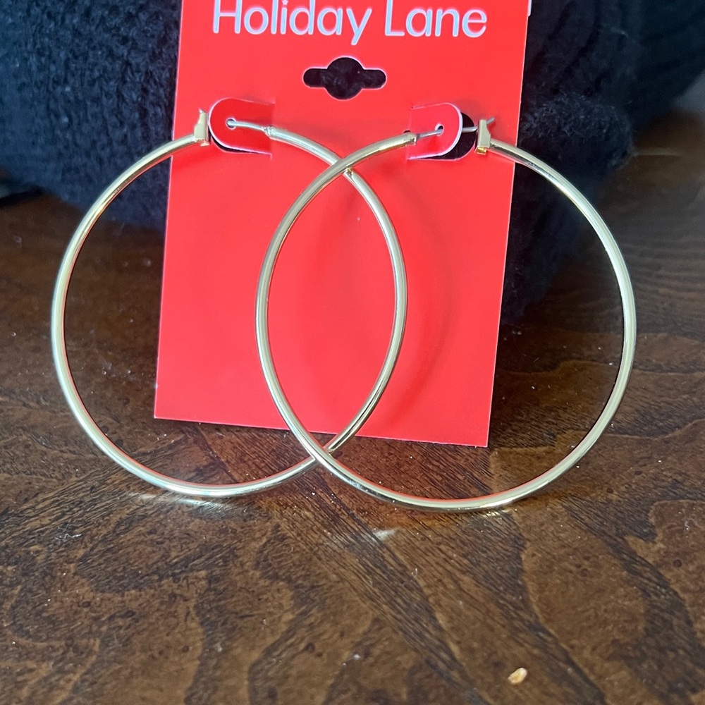 Holiday Lane Elegant Gold Ornament Hoops